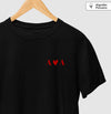 Camiseta Coração e Iniciais preta algodão peruano - ASAS