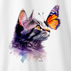 Camiseta Butterfly Cat branca algodão premium - ASAS