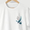 Camiseta Blue Abstract Leaves branca algodão peruano - ASAS