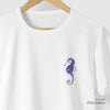 Camiseta Cavalo Marinho branca algodão peruano - ASAS