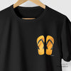 Camiseta Chinelos Amarelos Colab Flama preta algodão peruano - ASAS