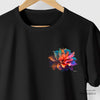 Camiseta Flor Neon preta algodão peruano - ASAS