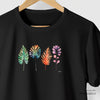 Camiseta Folhas Coloridas preta algodão peruano - ASAS