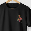Camiseta Pink Flowers preta algodão peruano - ASAS