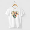 Camiseta CoraçÃo Floral branca algodão premium - ASAS