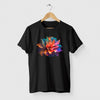 Camiseta Flor Neon Colors preta algodão premium - ASAS