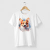 Camiseta Corgi Aquarela branca algodão premium - ASAS