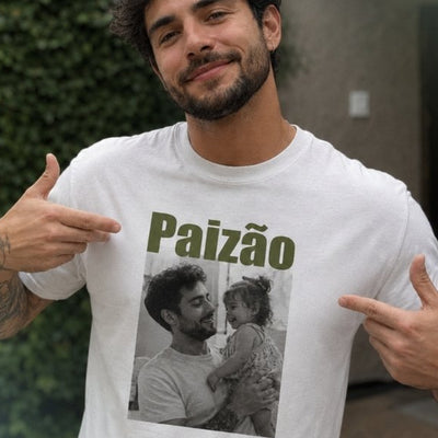 Camiseta Personalizada COM FOTO E TEXTO - DIA DOS PAIS - Algodão Peruano