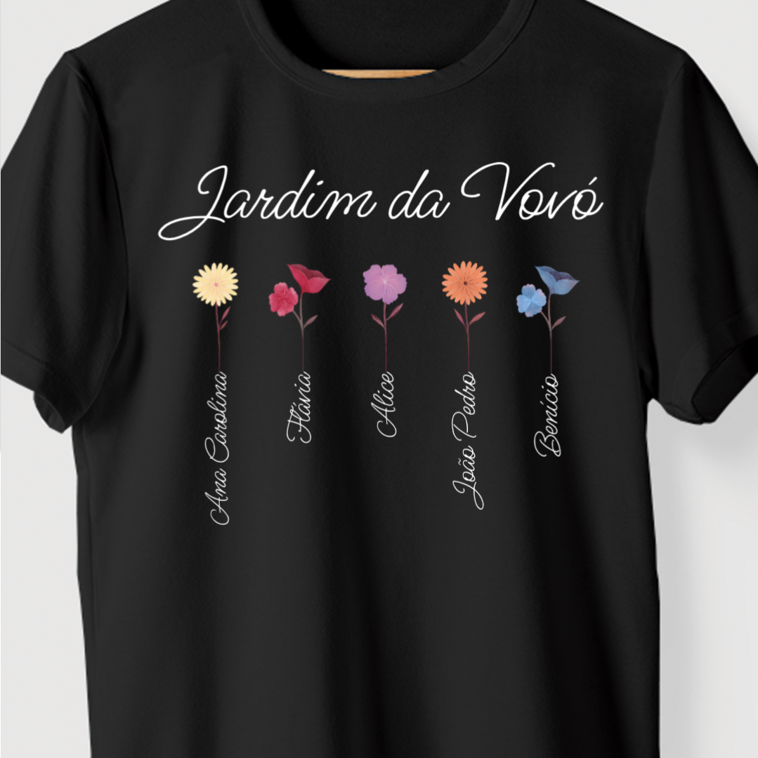 Camiseta Personalizada Jardim da Vovó - PRETA - Algodão 100%– ASAS ...