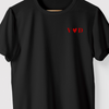 Camiseta Coração e Iniciais preta algodão 100% - ASAS